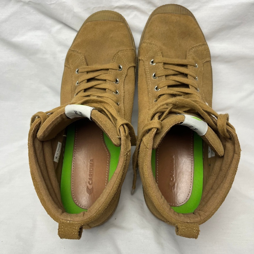 Cariuma Shoes OCA High Top Suede Camel Brown Sneakers Mens 12.5 Sustainable - Picture 9 of 11